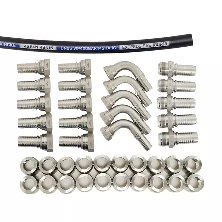 Paketti 10 m Vincke 4SSN+ spiraaliletku 3/4" SAE 100R15 + JIC-liittimet - Slangpaket - MAN4S12JICPAK - 1